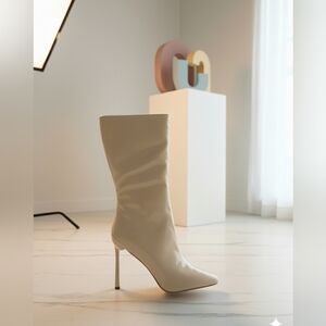 Cape Robbin Cream Patent Leather Heeled Boots